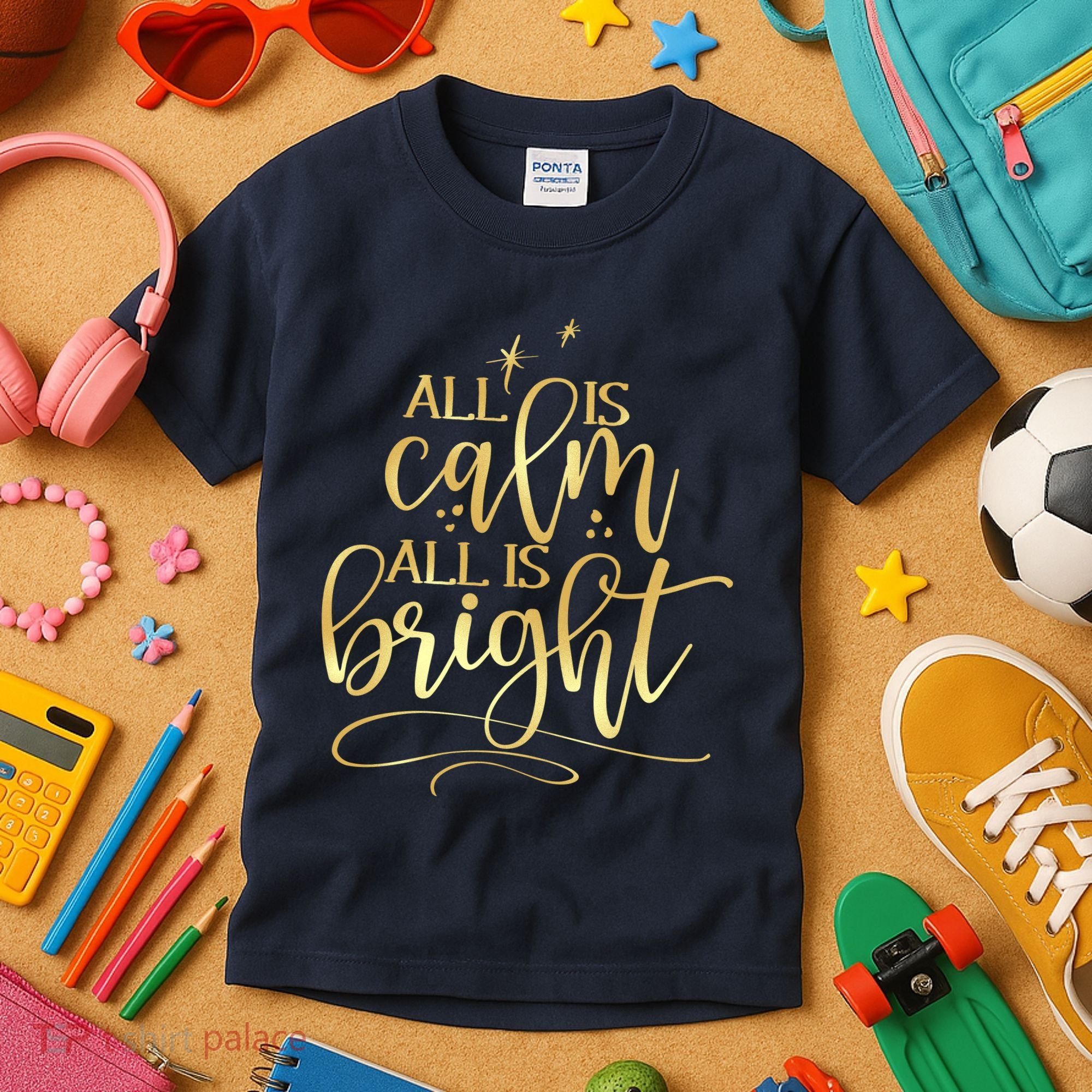 Christmas All Is Calm All Is Bright Kids T-Shirt