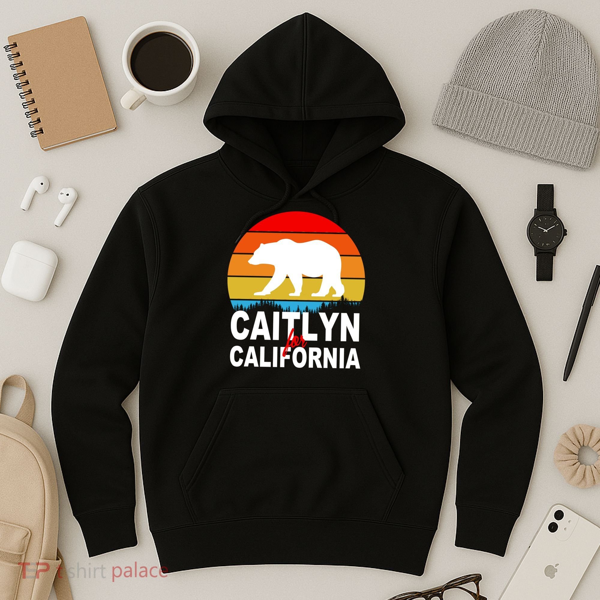 Caitlyn For California Retro Cali Bear Hoodie