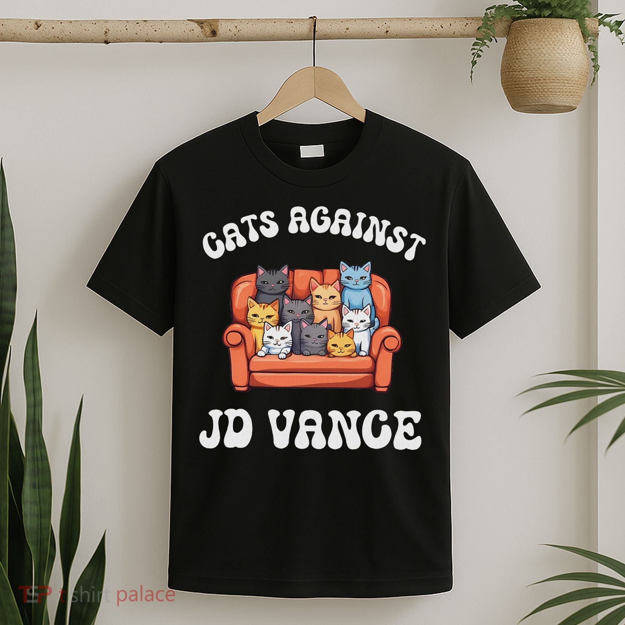 Cats Against Jd Vance Childless Cat Lady Couch Liberal Vote T-Shirt