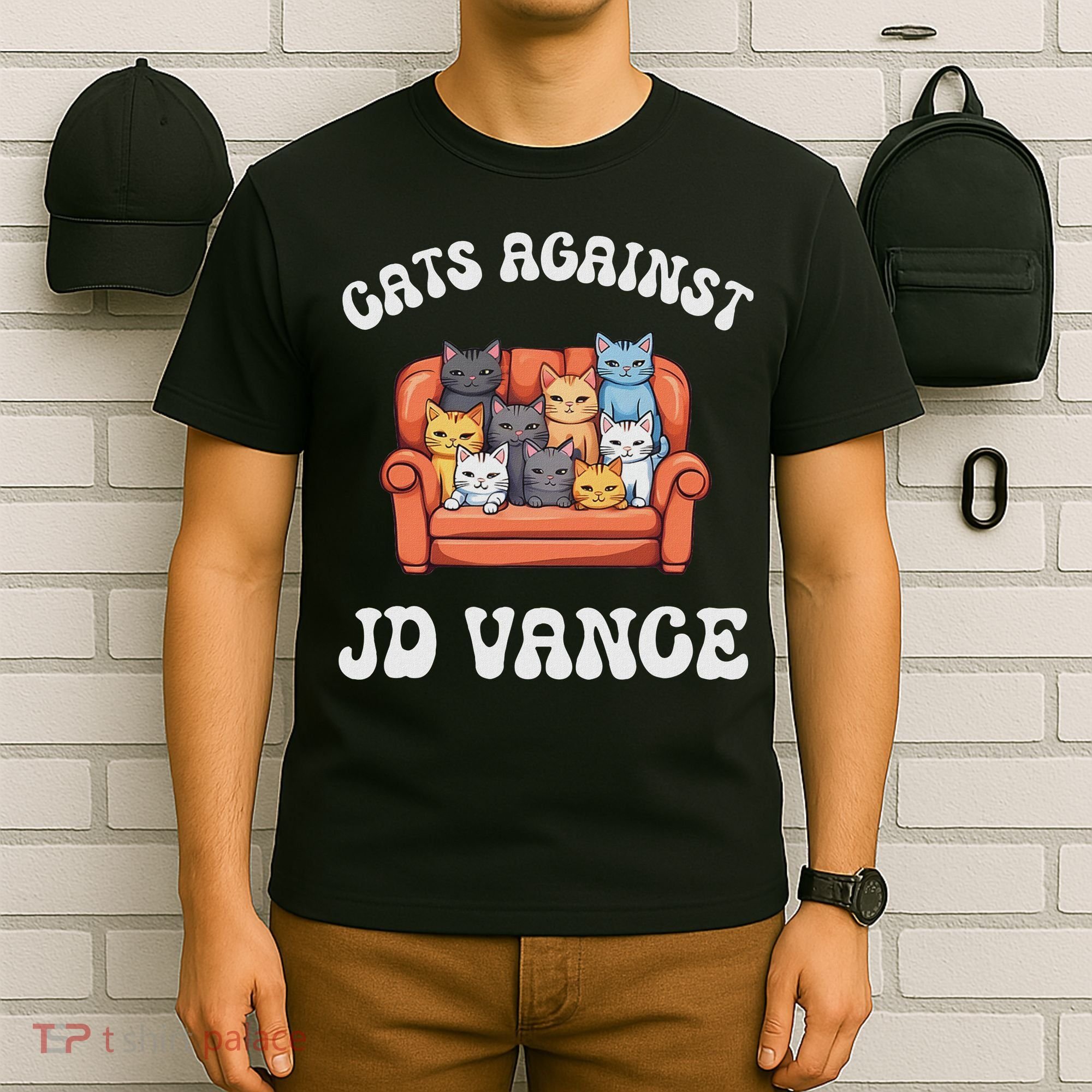 Cats Against Jd Vance Childless Cat Lady Couch Liberal Vote T-Shirt