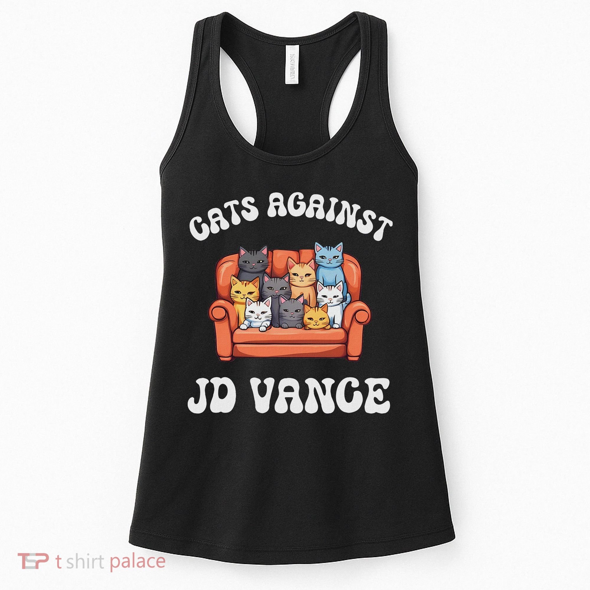 Cats Against Jd Vance Childless Cat Lady Couch Liberal Vote Women's Tank Top