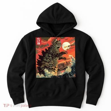 Catzilla Attacking Japan Funny Cute Cat Anime Style Hoodie