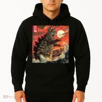 Catzilla Attacking Japan Funny Cute Cat Anime Style Hoodie thumb 2