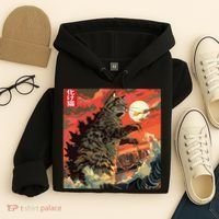Catzilla Attacking Japan Funny Cute Cat Anime Style Hoodie thumb 4