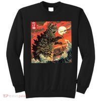Catzilla Attacking Japan Funny Cute Cat Anime Style Sweatshirt thumb 0