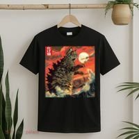 Catzilla Attacking Japan Funny Cute Cat Anime Style T-Shirt thumb 2