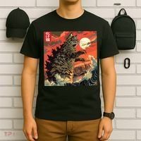Catzilla Attacking Japan Funny Cute Cat Anime Style T-Shirt thumb 6