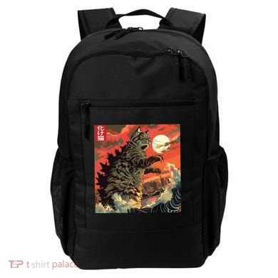 Catzilla Attacking Japan Funny Cute Cat Anime Style Backpack
