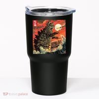 Catzilla Attacking Japan Funny Cute Cat Anime Style Tumbler thumb 0