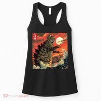 Catzilla Attacking Japan Funny Cute Cat Anime Style Women's Tank Top thumb 0