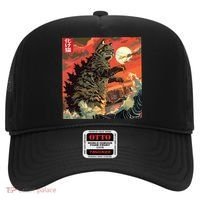 Catzilla Attacking Japan Funny Cute Cat Anime Style Hat thumb 0
