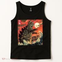 Catzilla Attacking Japan Funny Cute Cat Anime Style Tank Top thumb 2
