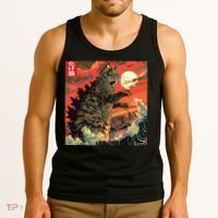 Catzilla Attacking Japan Funny Cute Cat Anime Style Tank Top thumb 3