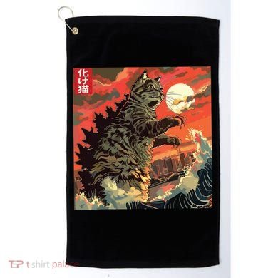 Catzilla Attacking Japan Funny Cute Cat Anime Style Golf Towel