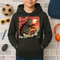 Catzilla Attacking Japan Funny Cute Cat Anime Style Kids Hoodie thumb 2