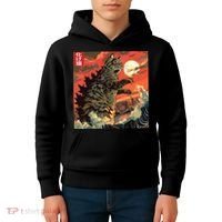 Catzilla Attacking Japan Funny Cute Cat Anime Style Kids Hoodie thumb 4