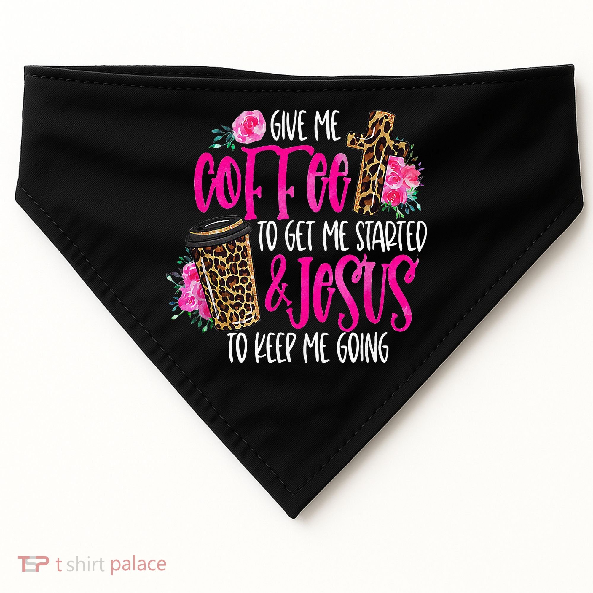 Coffee And Jesus  Womens Misses Unisex Plus Size Teacher USA-Made Doggie Bandana