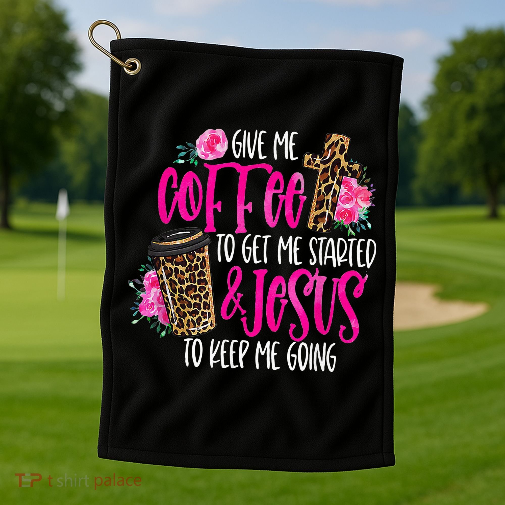 Coffee And Jesus  Womens Misses Unisex Plus Size Teacher Golf Towel