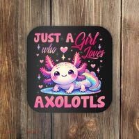 Cute Axolotl Just A Girl Who Loves Axolotls 2 Coaster thumb 0