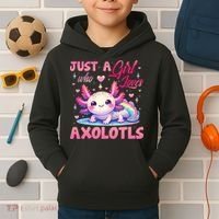 Cute Axolotl Just A Girl Who Loves Axolotls 2 Kids Hoodie thumb 2