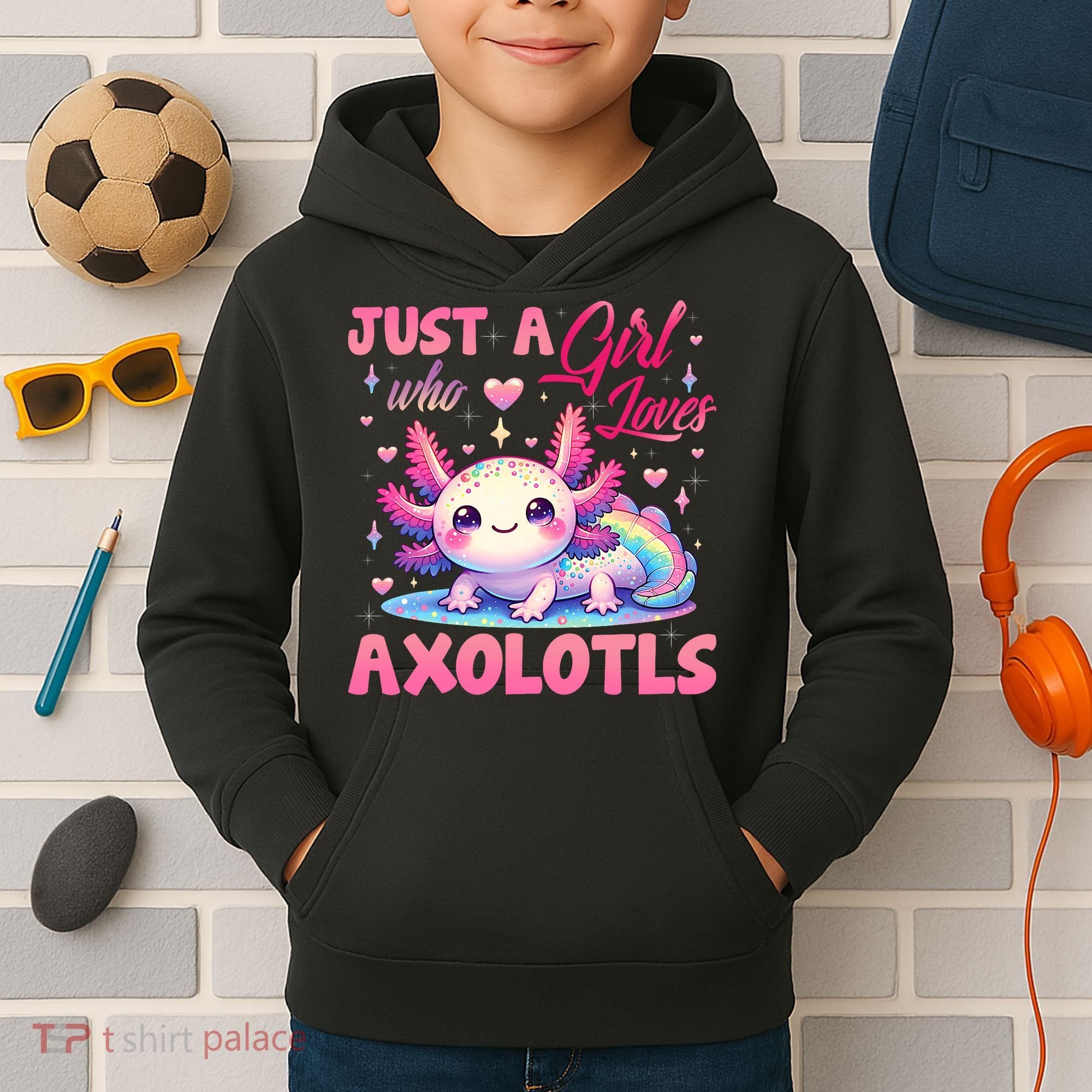 Cute Axolotl Just A Girl Who Loves Axolotls 2 Kids Hoodie