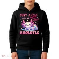 Cute Axolotl Just A Girl Who Loves Axolotls 2 Kids Hoodie thumb 4