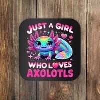 Cute Axolotl Just A Girl Who Loves Axolotls Coaster thumb 0