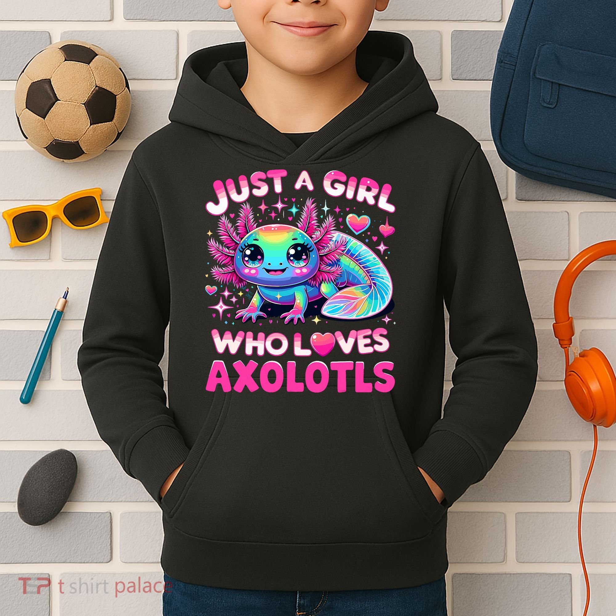Cute Axolotl Just A Girl Who Loves Axolotls Kids Hoodie