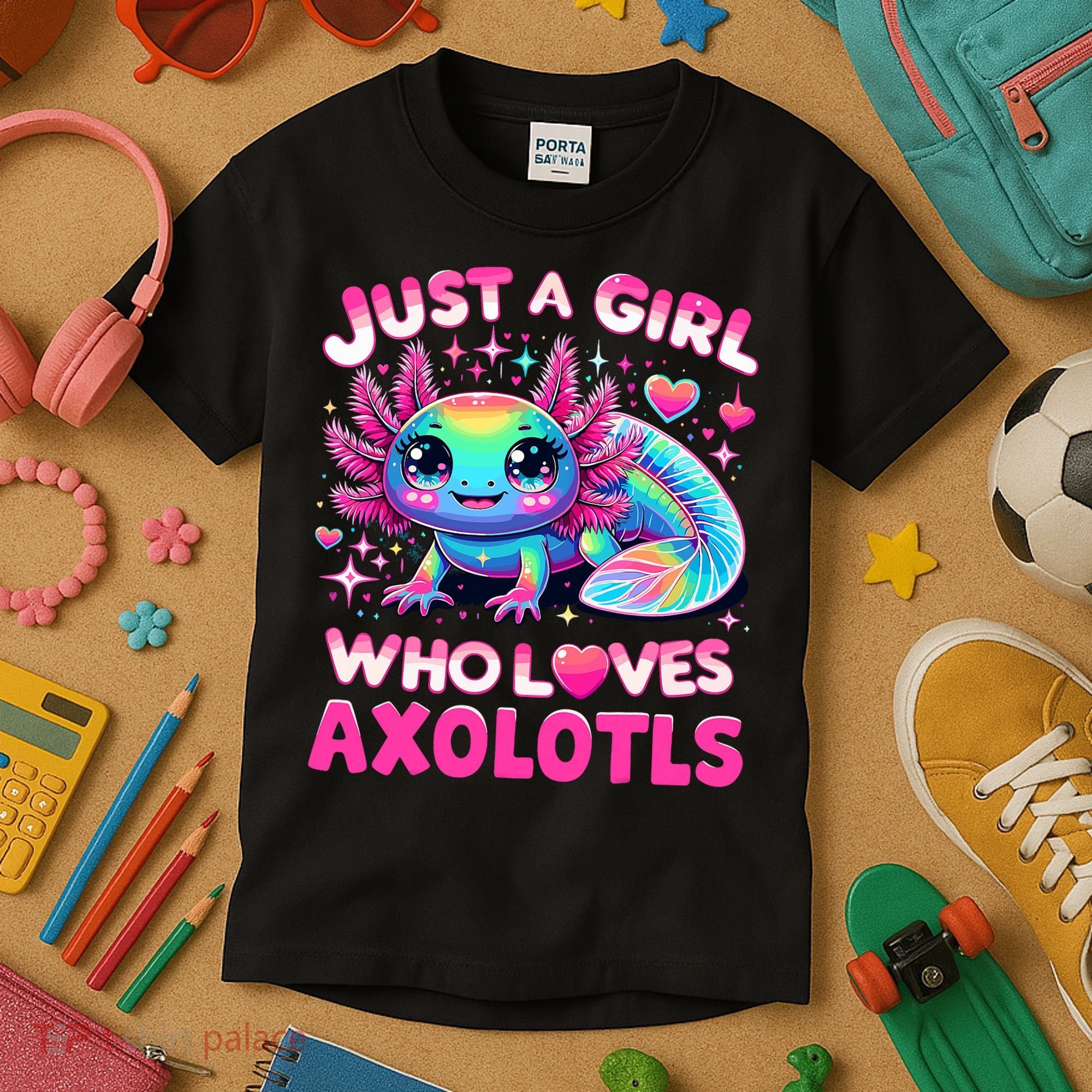 Cute Axolotl Just A Girl Who Loves Axolotls Kids T-Shirt