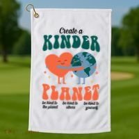 Create A Kinder Planet Earth Day Awareness Cute Golf Towel thumb 1
