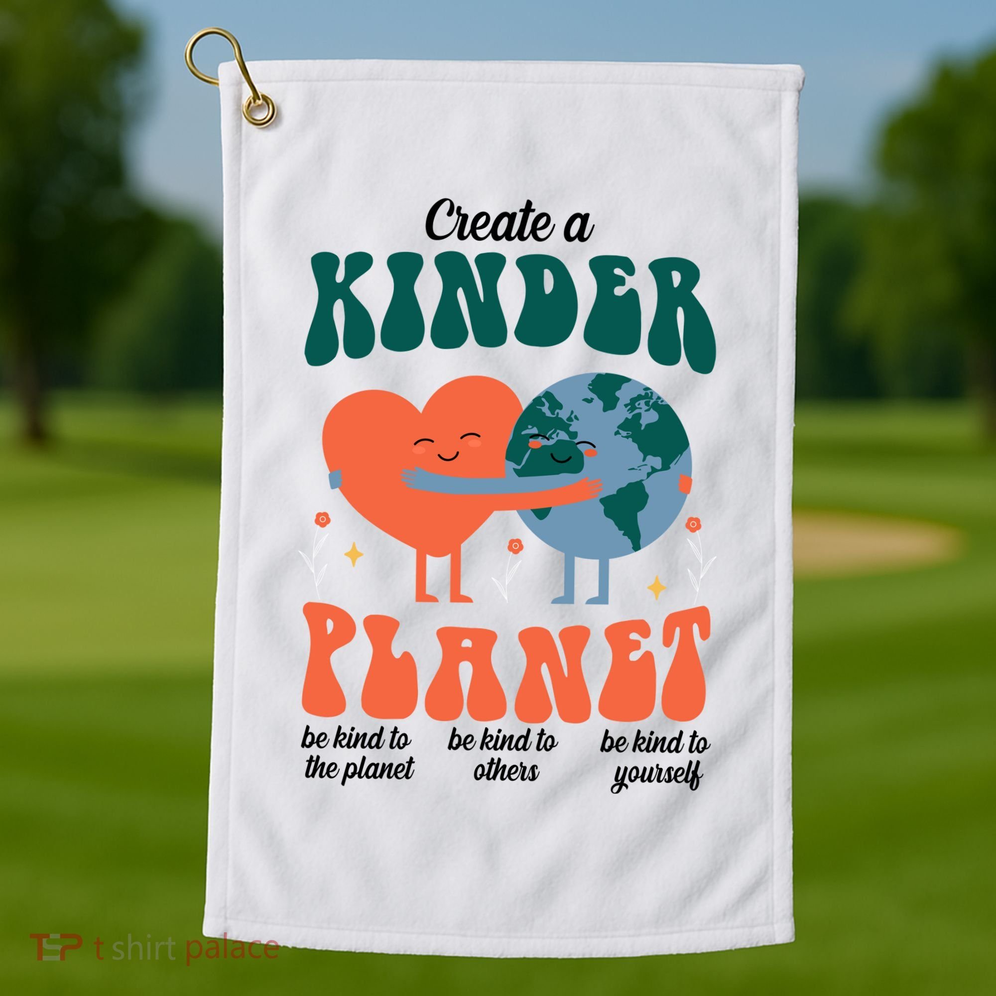 Create A Kinder Planet Earth Day Awareness Cute Golf Towel