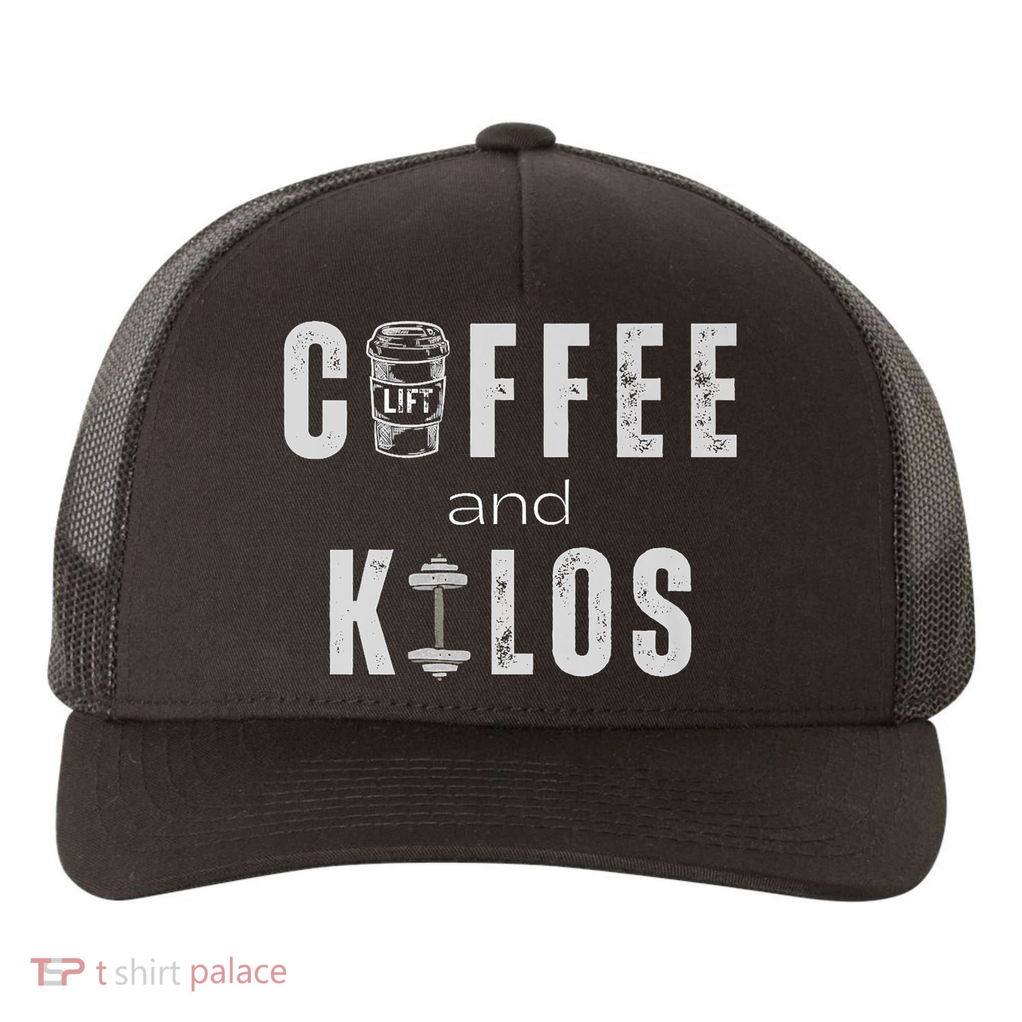 Coffee And Kilos Gym Premium Yupoong Adult 5-Panel Trucker Hat