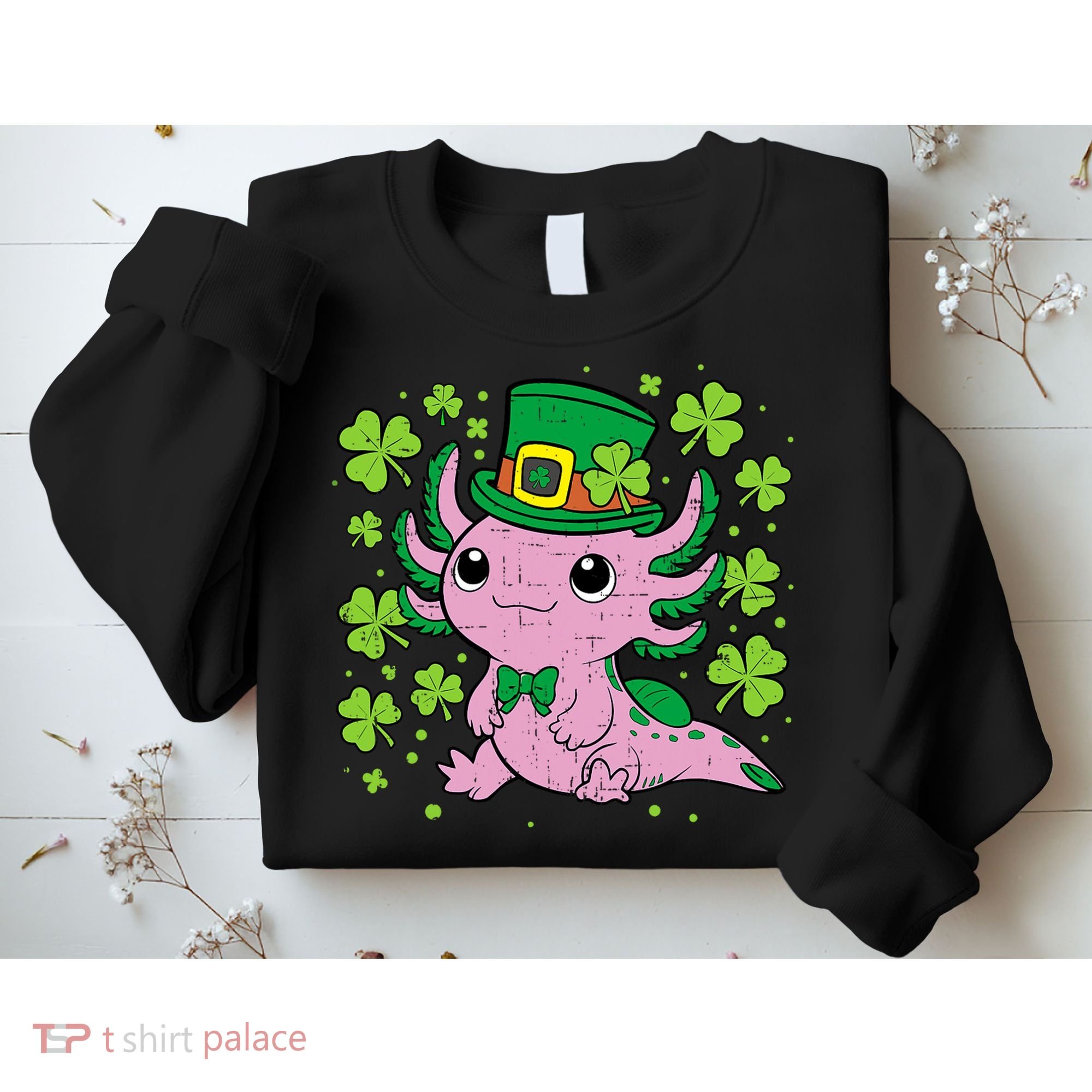 Cute Axolotl Kawaii Leprechaun St Patricks Day Saint Pattys  Sweatshirt