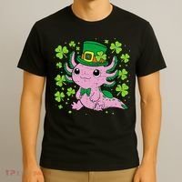 Cute Axolotl Kawaii Leprechaun St Patricks Day Saint Pattys  T-Shirt thumb 3