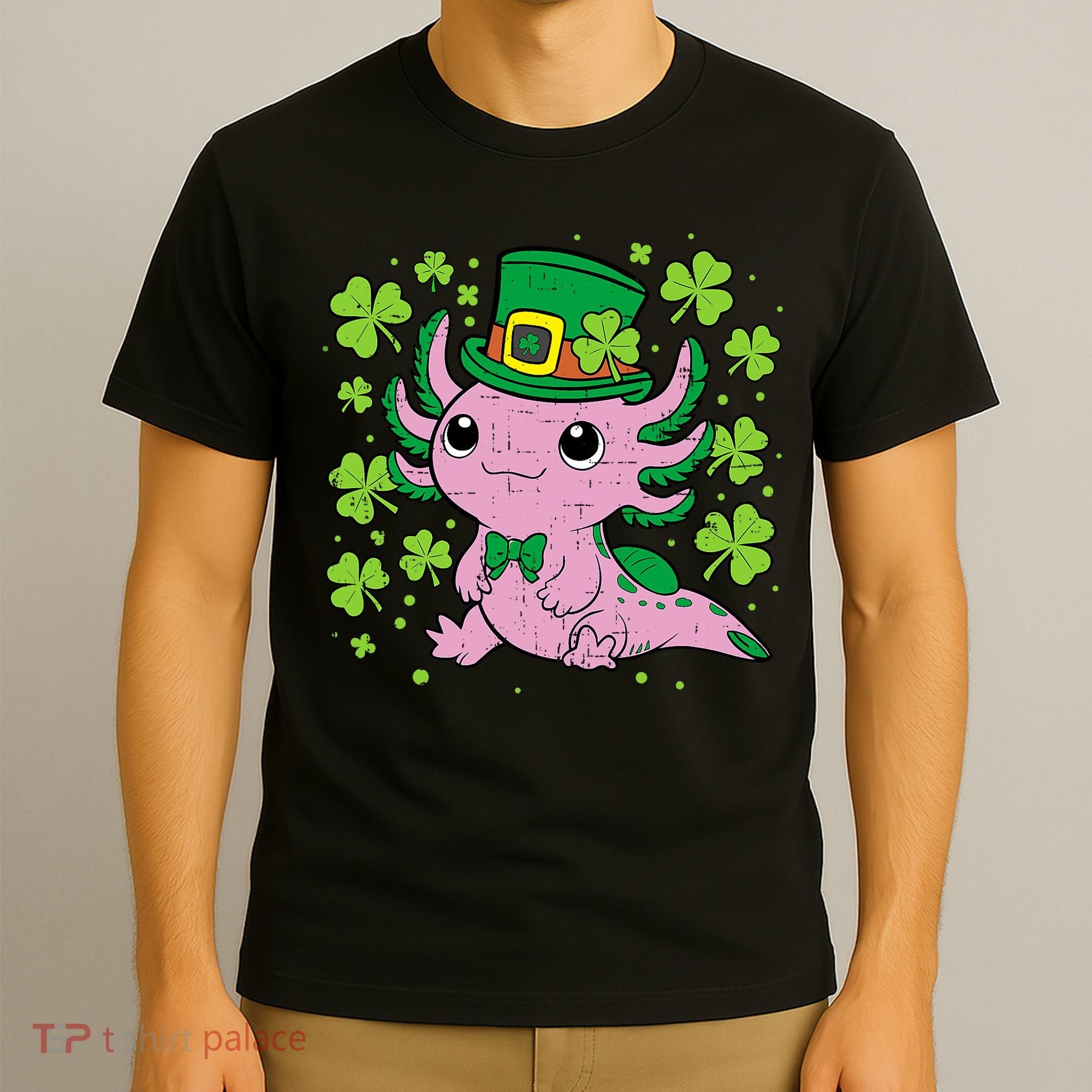 Cute Axolotl Kawaii Leprechaun St Patricks Day Saint Pattys  T-Shirt