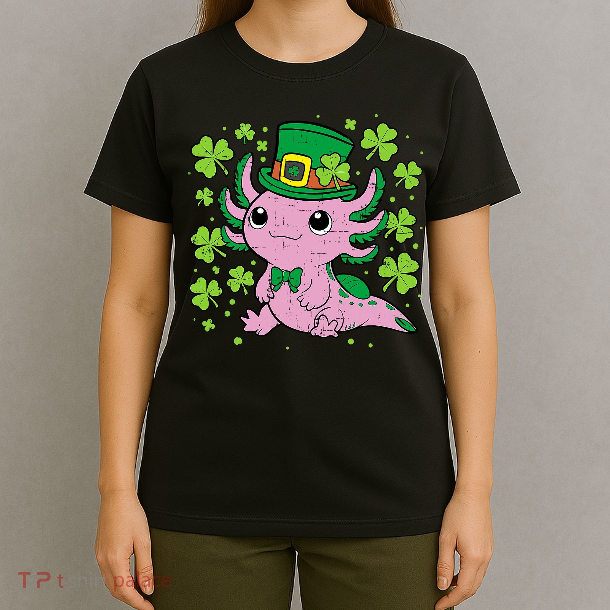 Cute Axolotl Kawaii Leprechaun St Patricks Day Saint Pattys  T-Shirt