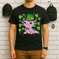 Cute Axolotl Kawaii Leprechaun St Patricks Day Saint Pattys  T-Shirt thumb 6