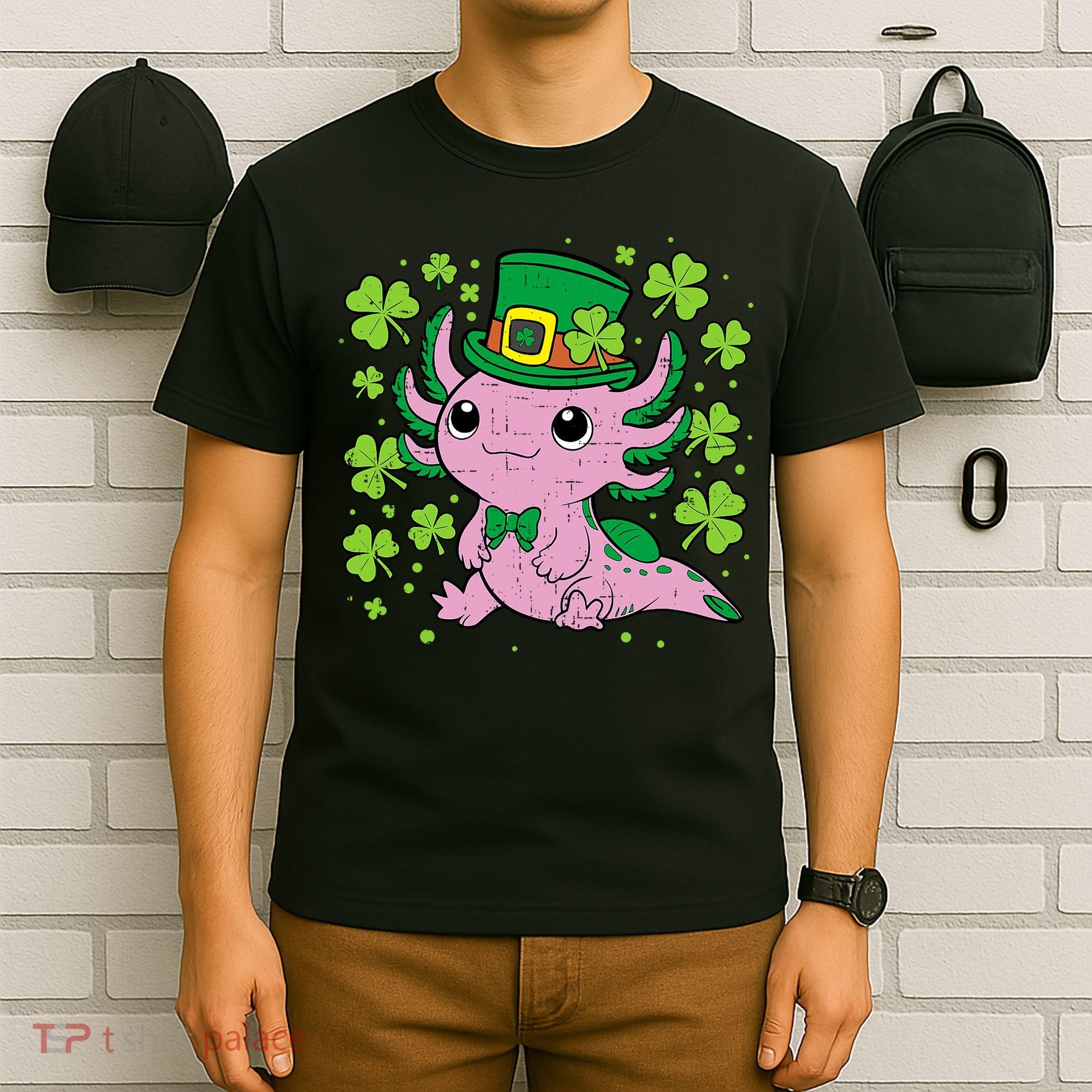 Cute Axolotl Kawaii Leprechaun St Patricks Day Saint Pattys  T-Shirt