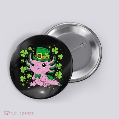 Cute Axolotl Kawaii Leprechaun St Patricks Day Saint Pattys  Button