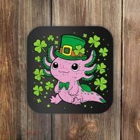Cute Axolotl Kawaii Leprechaun St Patricks Day Saint Pattys  Coaster thumb 0