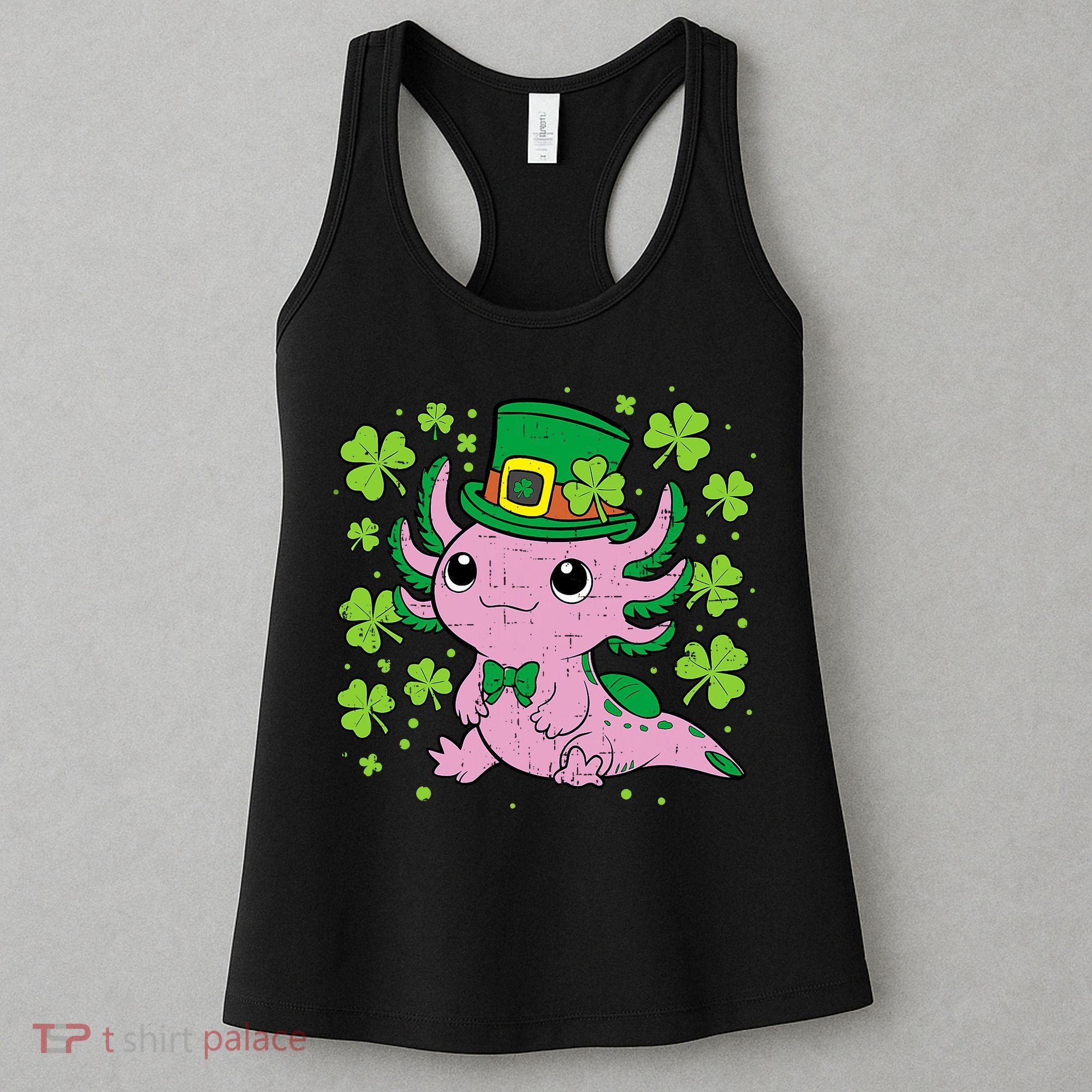 Cute Axolotl Kawaii Leprechaun St Patricks Day Saint Pattys  Women's Tank Top