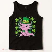 Cute Axolotl Kawaii Leprechaun St Patricks Day Saint Pattys  Tank Top thumb 2