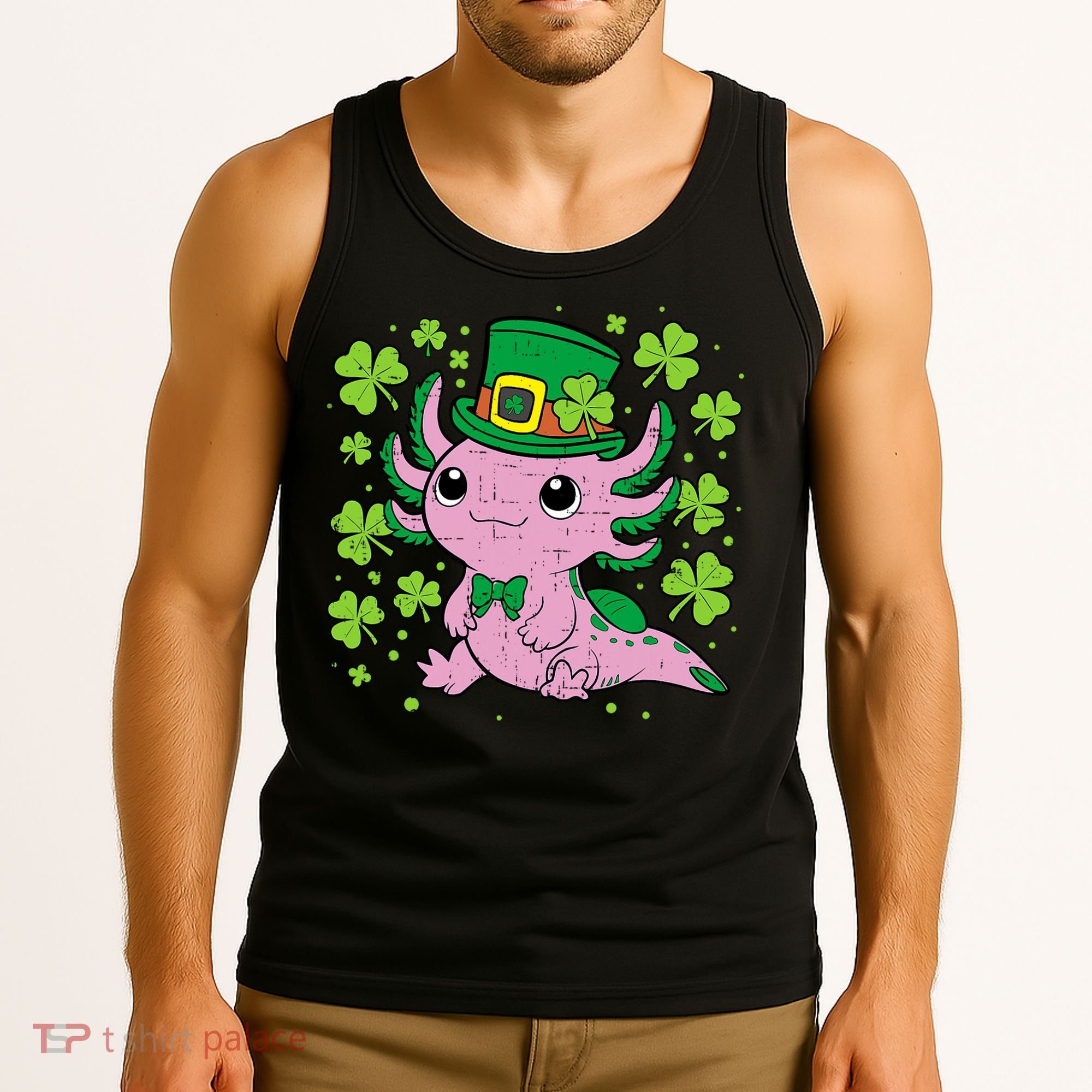 Cute Axolotl Kawaii Leprechaun St Patricks Day Saint Pattys  Tank Top