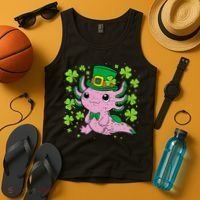 Cute Axolotl Kawaii Leprechaun St Patricks Day Saint Pattys  Tank Top thumb 4
