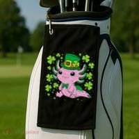 Cute Axolotl Kawaii Leprechaun St Patricks Day Saint Pattys  Golf Towel thumb 2
