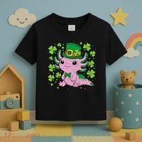 Cute Axolotl Kawaii Leprechaun St Patricks Day Saint Pattys  Toddler T-Shirt thumb 3