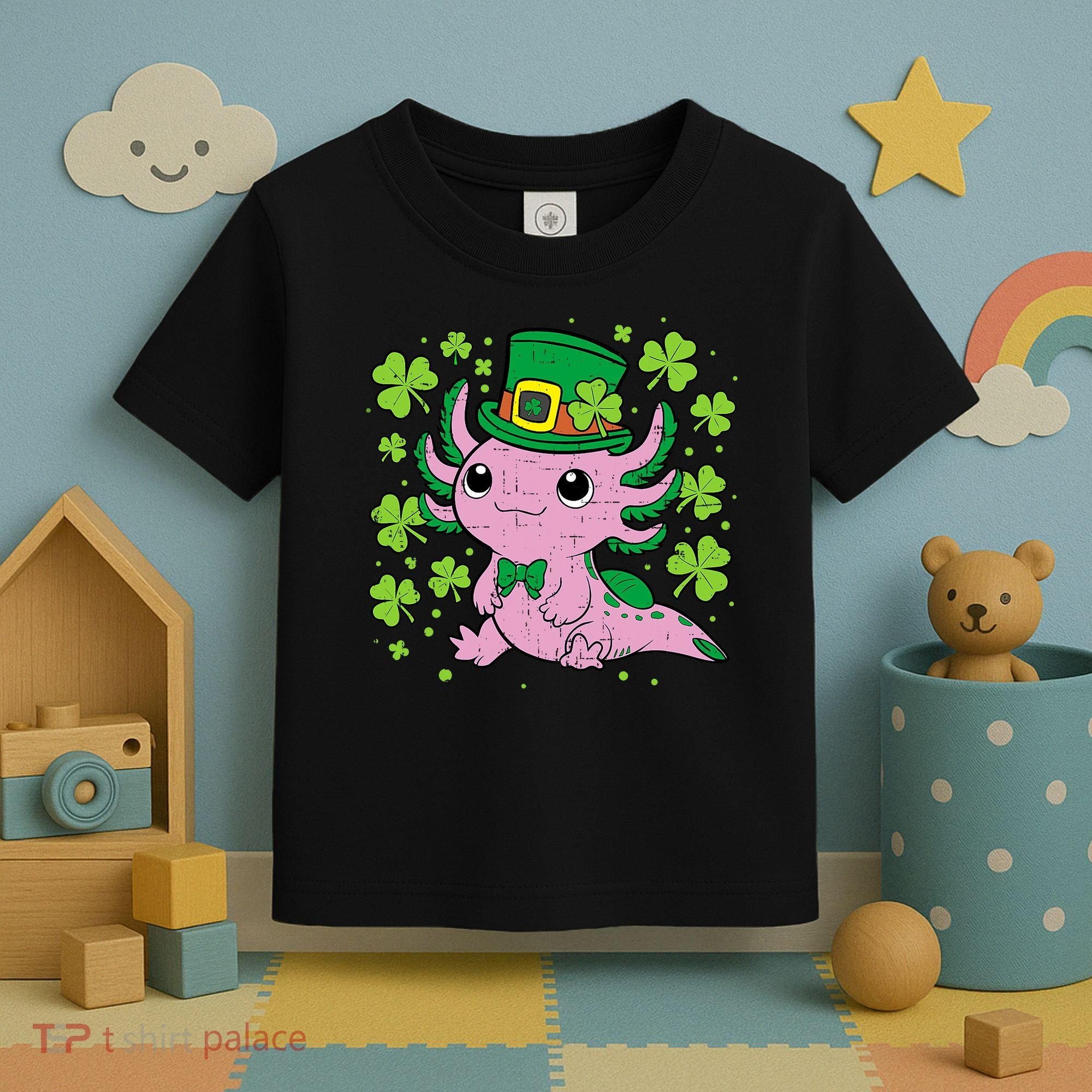 Cute Axolotl Kawaii Leprechaun St Patricks Day Saint Pattys  Toddler T-Shirt