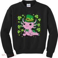 Cute Axolotl Kawaii Leprechaun St Patricks Day Saint Pattys  Kids Sweatshirt thumb 0