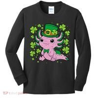 Cute Axolotl Kawaii Leprechaun St Patricks Day Saint Pattys  Kids Long Sleeve Shirt thumb 0