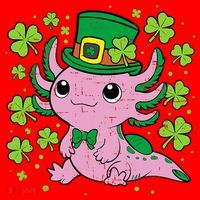 Cute Axolotl Kawaii Leprechaun St Patricks Day Saint Pattys  Santa Hat thumb 1